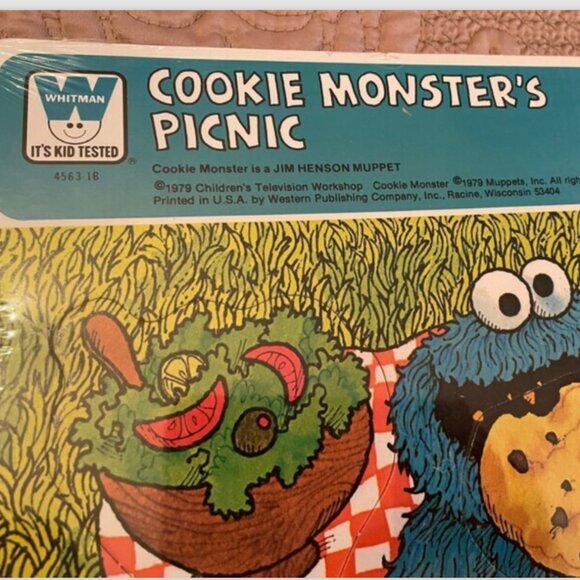 Vintage Whitman Cookie Monster Frame Tray Puzzle Sesame Street - Sealed NEW - Picture 2 of 3